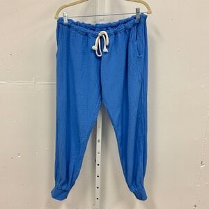 9seed Resort Blue Gauzy Cotton Gauze Drawstring Joggers Lounge Pants Jogger Sm